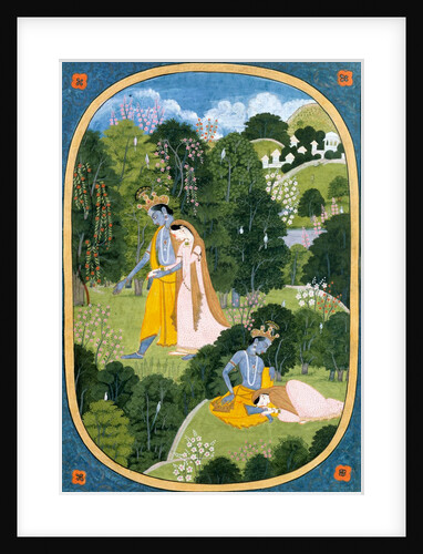 Radha and Krishna walking in a grove. Punjab Hills, India, 1810-12 by Unknown