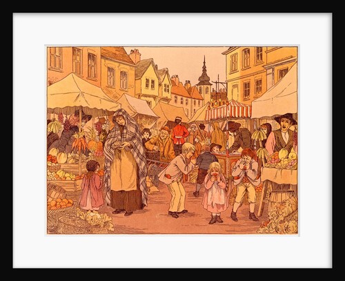 Fruit Stalls, illustration by Francis Donkin Bedford. England, 1899 by Francis Donkin Bedford