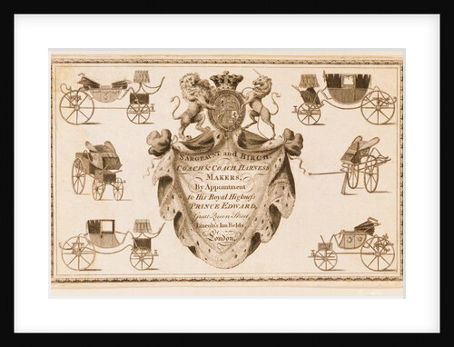 Trade Card of Sargeant & Birch. England, late 18th century by Unknown