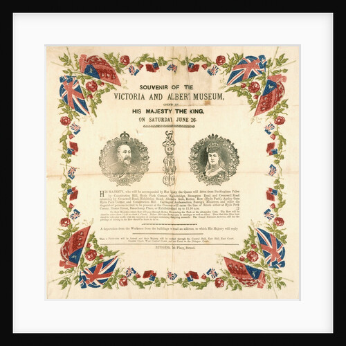 Paper napkin, Souvenir of The Opening of The V&A Museum. England, 1909 by Unknown