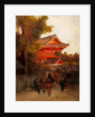 Japanese Scene with Red Temple by Alfred East