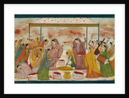 Radha celebrating the Holi festival. Kangra, Punjab Hills, India, late 18th century by Unknown