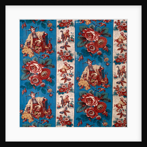Chinoiserie-style design of roses, oriental women and children playing by Anonymous