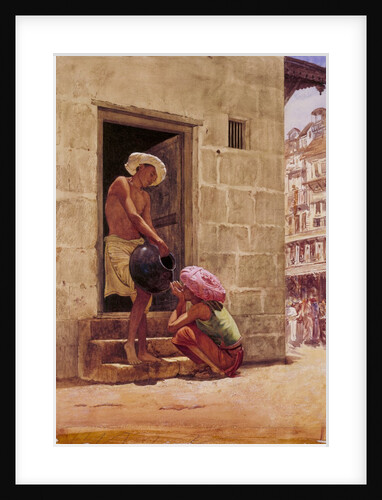 A Drink On The Way, a street scene in Bombay by John Griffiths