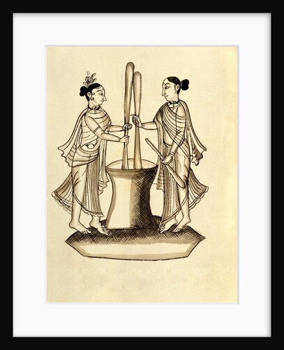 Newari women making rice by Unknown