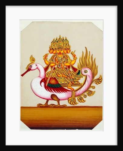 Five-headed Brahma on a goose by Unknown