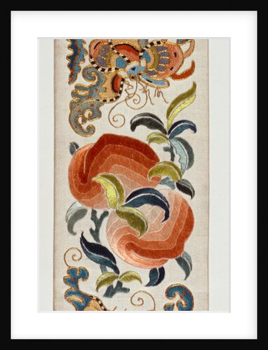 Sleeve band embroidered with peaches and butterflies. China, 19th century by Anonymous