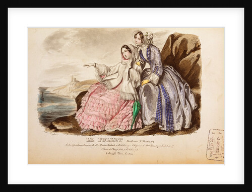Two Women on Rocks, Le Follet, Journal du Grand Monde. France, 19th century by Anonymous
