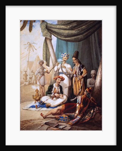 Group of Eastern figures at the entrance to a tent by William Heath