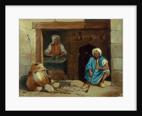 An Egyptian Baker and his assistant at the door of a cakeshop by Achille-Constant-Theodore-Emile Prisse d'Avennes