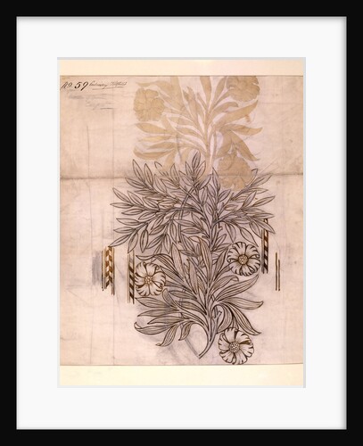 Potted Plant drawing of a dahlia with lush leaves by William Morris