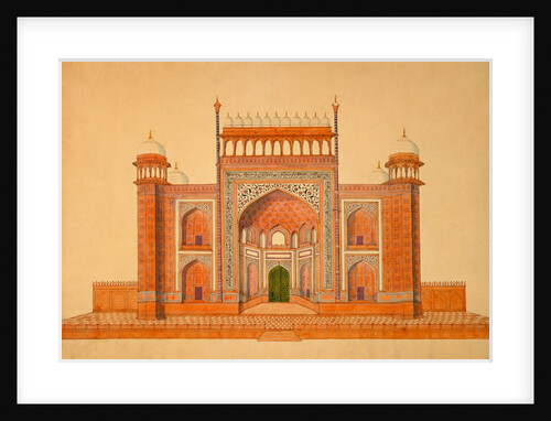 Elevation of the entrance gateway to the garden court of the Taj Mahal by Unknown