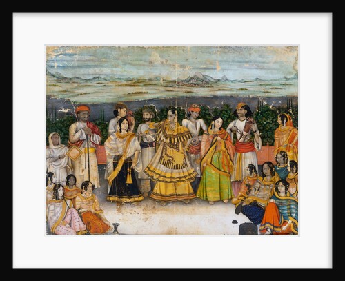 Group of dancing-girls and musicians by Faiz Ali Khan