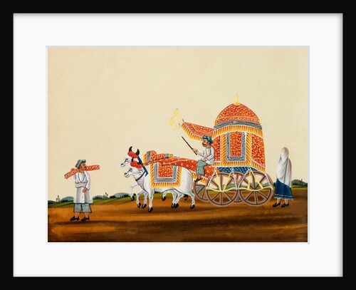 Bullock cart with domed canopy and purdah curtains by Unknown
