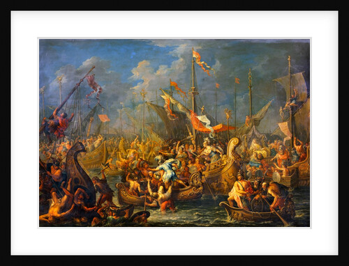 Anthony and Cleopatra at the battle of Actium by Johann Georg Platzer