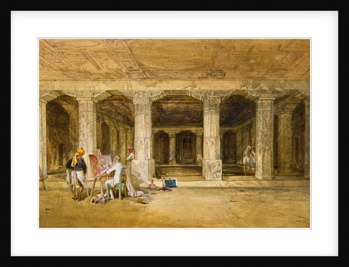 Robert Gill, copying the Ajanta frescoes by William Simpson