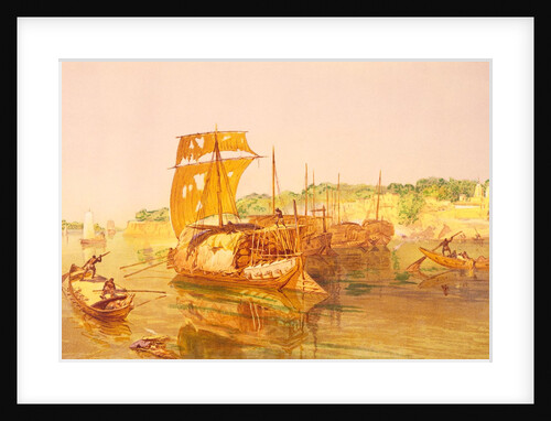 Cotton boats on the Ganges by William Simpson