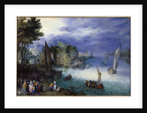 River  Scene with Boats and Figures by Jan Brueghel(the Elder)