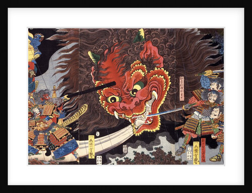 Minimoto Yorimitsu slaying the Giant Shutendoji by Utagawa Yoshitsuya