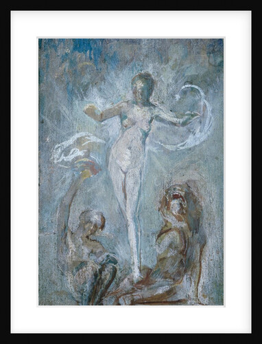 Standing female nude between a lion and a satyre by Alfred Gilbert
