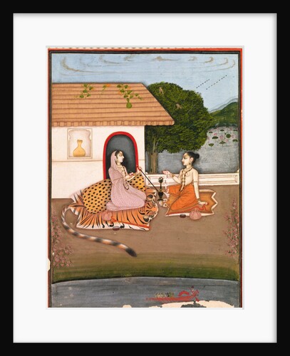 Two female ascetics seated in discussion outside a hut. Murshidabad, India, mid-18th century by Unknown
