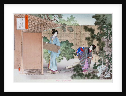 Cleaning the Ceremonial Tea Room and Garden by Mizuno Toshikata
