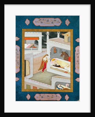 Lady standing by her sleeping lover by Unknown