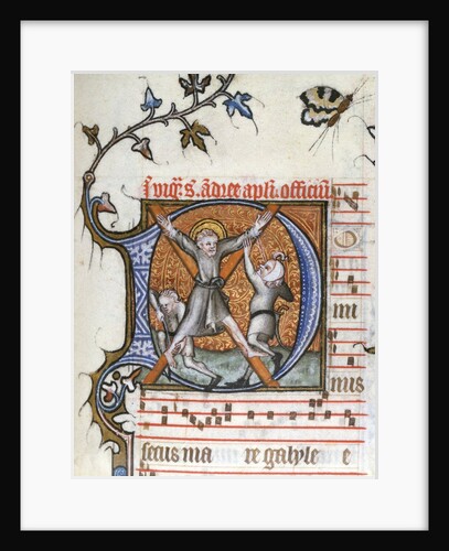 Illuminated initial letter D, depicting The Flagellation by Anonymous