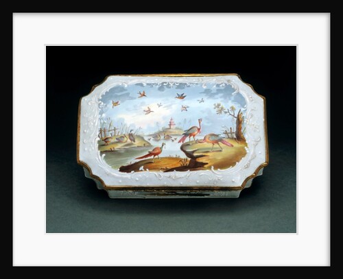 Box depicting peakcocks by Unknown