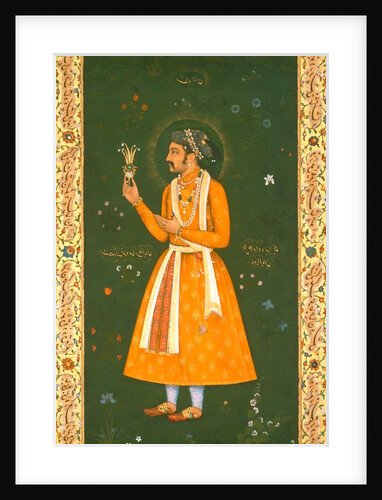 Portrait of Prince Khurran, later Shahbuddin Mohammed Shah Jahan, Mughal Emperor of India, holding a turban ornament or jewel by Abu'l Hasan