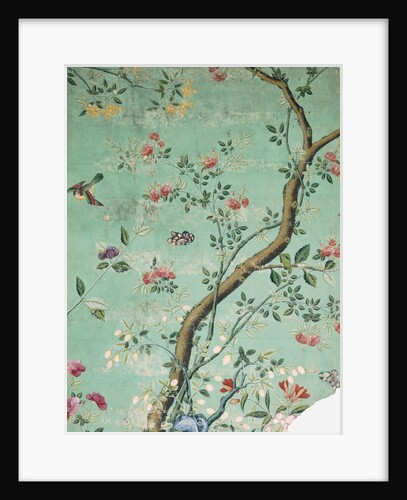 Wallpaper with flowering shrubs and fruit bees by unknown