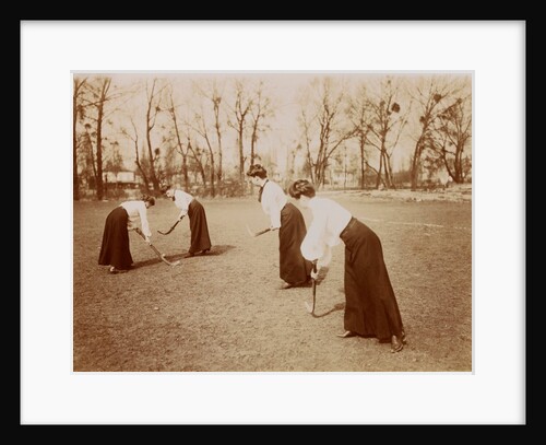Four ladies playing hockey by Andrew Pitcairn-Knowles