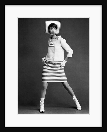 Simone d'Aillemont in AndrÚ CourÚges dress and jacket by John French