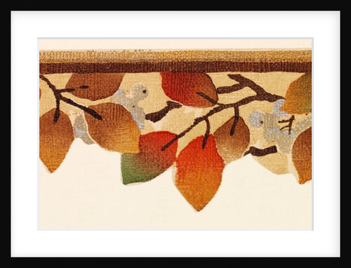 Design of a border of leaves and berries in autumnal colours by Unknown