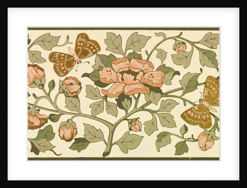 Wallpaper with branches of flowers and butterflies by Bruce James Talbert