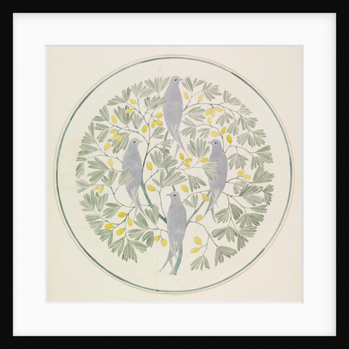 Birds and olives wallpaper design by C.F.A.Voysey