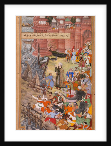 Painting, Akbarnama, Akbar's adventures with the elephant Hawa'i by Basawan