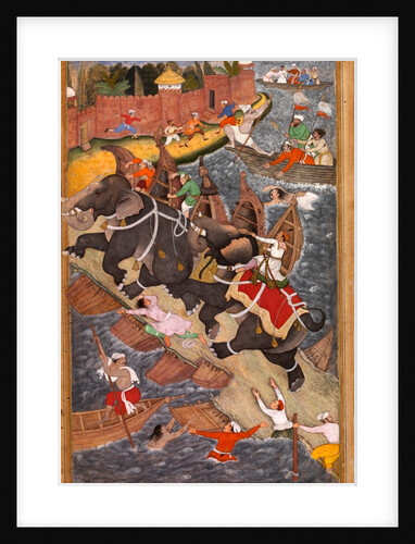 Akbar's adventures with the elephant Hawai by Basawan