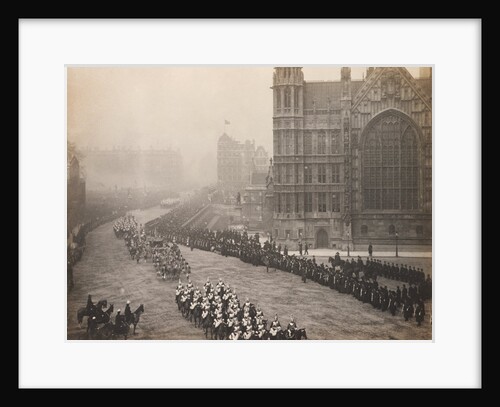 Procession of King Edward VII past Westminster Cathedral to his first State Opening of Parliament by S J Beckett