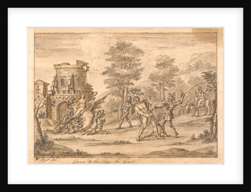 Prince Arthur slays the Giant Orgoglio and releases the Redcross knight by William Kent