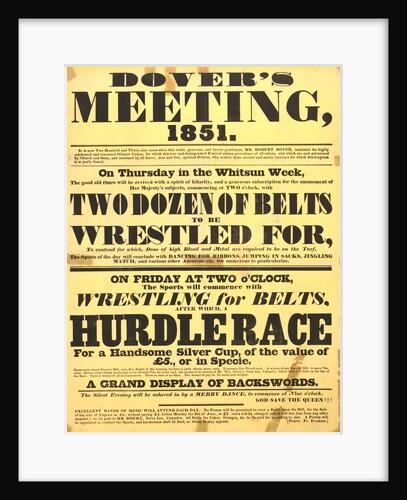 Poster of Dover's meeting advertising details of its festival by Anonymous