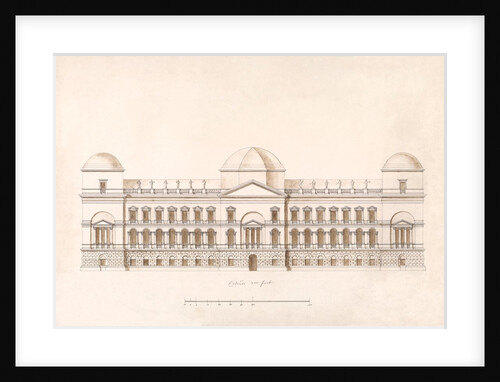 Elevation of the river front in the scheme to rebuild the Houses of Parliament by William Kent