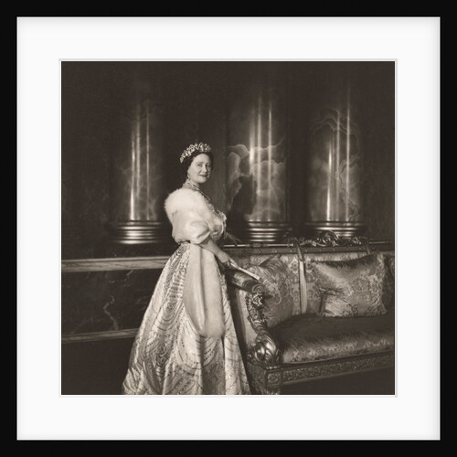 The Queen Mother posing in Buckingham Palace by Cecil Beaton