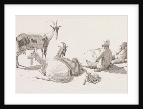 Goat herd and two men by Johan Jakob Biedermann