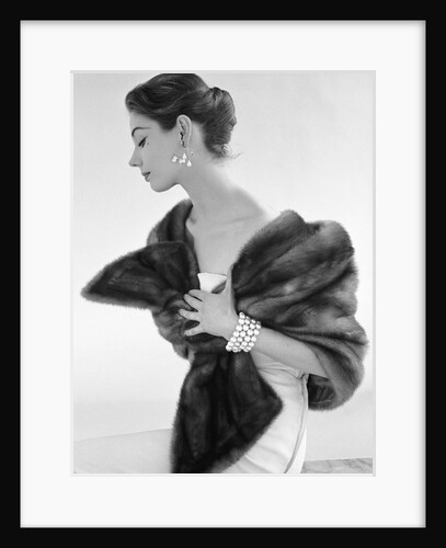 Evening dress with fur stole by John French