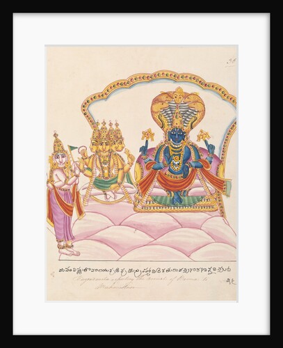 Vishnu seated in his heaven, Vaikuntha, upon the coils of the serpent of eternity, Ananta by Anonymous