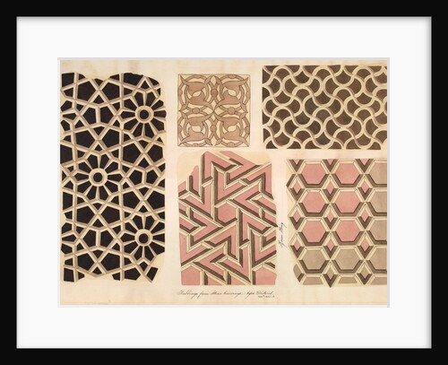 Architectural drawings of ornamental stone carvings on monuments in Fatehpur Sikri and Sikandra by Anonymous
