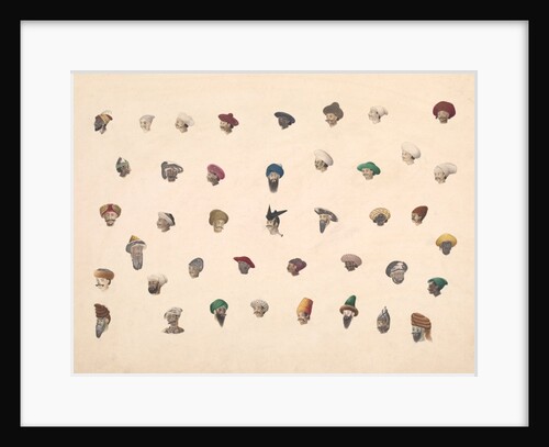 Illustration of different types of turban or hairstyle by Anonymous