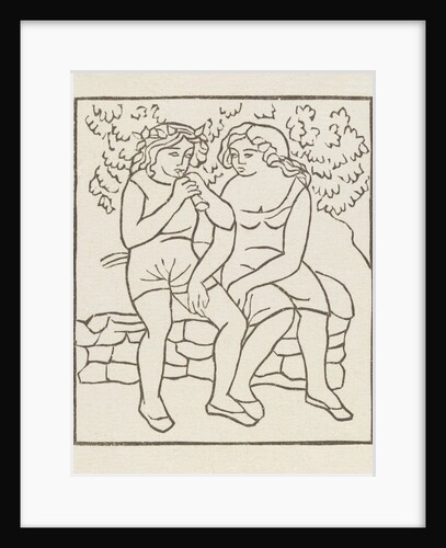 A piper and a girl sitting in the garden by Aristide Maillol