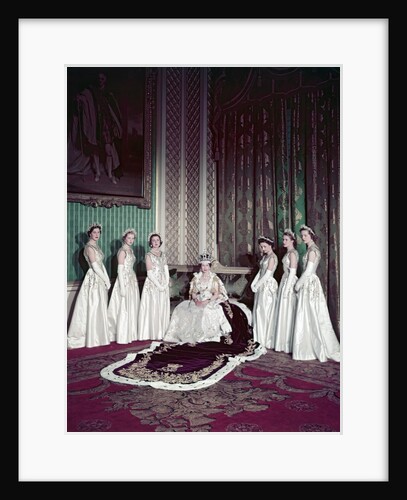 Queen Elizabeth II with six Maids of Honour on Coronation day by Cecil Beaton